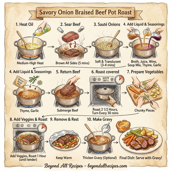 Savory Onion Braised Beef Pot Roast instructions