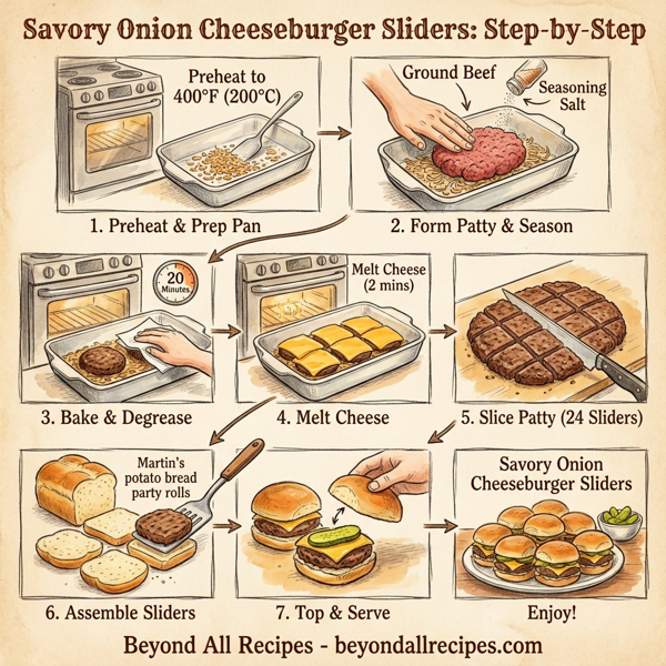 Savory Onion Cheeseburger Sliders instructions