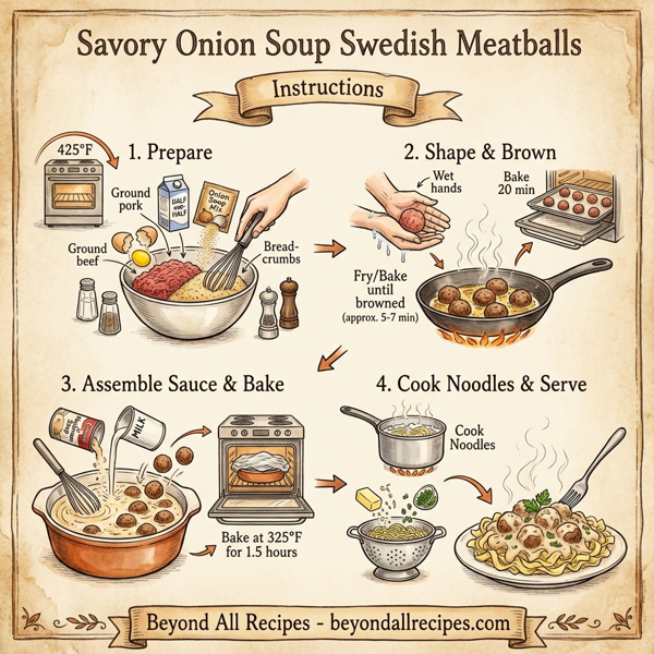 Savory Onion Soup Swedish Meatballs instructions