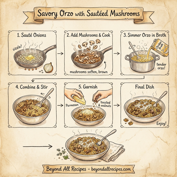 Savory Orzo with Sautéed Mushrooms instructions