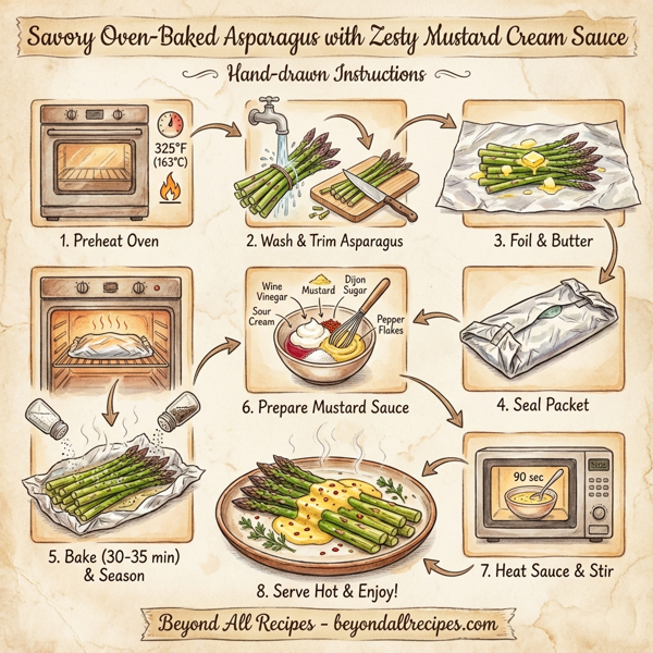 Savory Oven-Baked Asparagus with Zesty Mustard Cream Sauce instructions