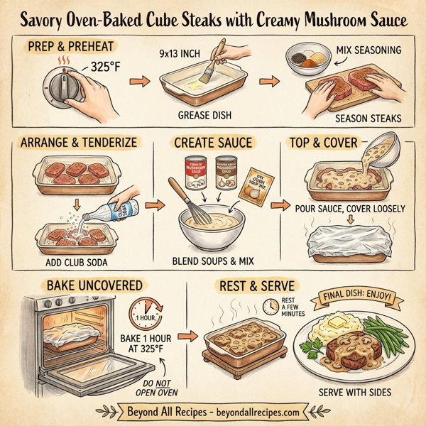 Savory Oven-Baked Cube Steaks with Creamy Mushroom Sauce instructions