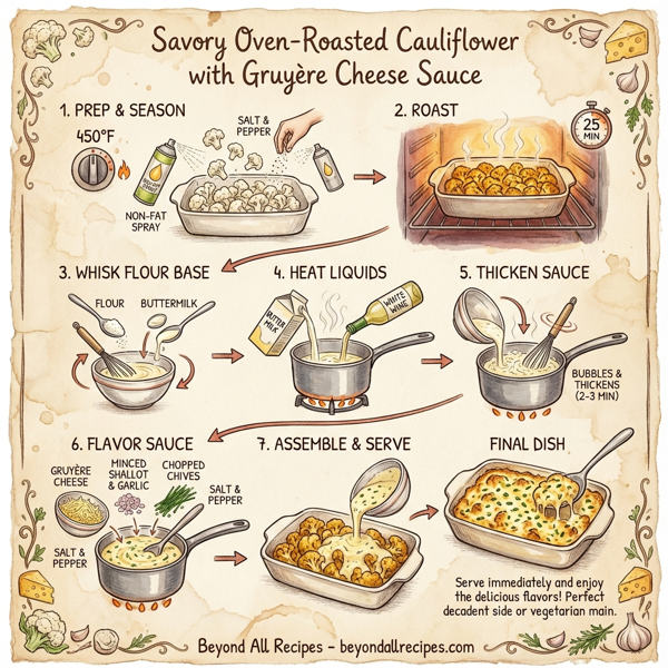 Savory Oven-Roasted Cauliflower with Gruyère Cheese Sauce instructions