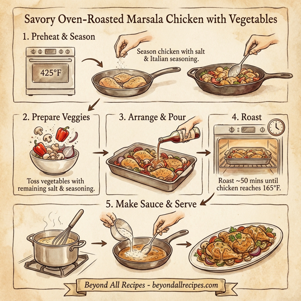 Savory Oven-Roasted Marsala Chicken with Vegetables instructions