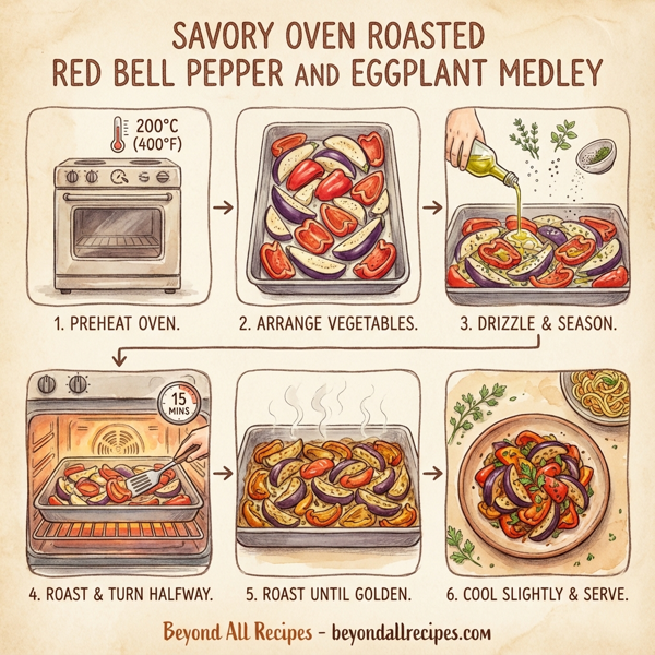 Savory Oven Roasted Red Bell Pepper and Eggplant Medley instructions