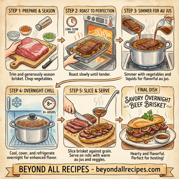 Savory Overnight Beef Brisket with Onions and Vegetables instructions