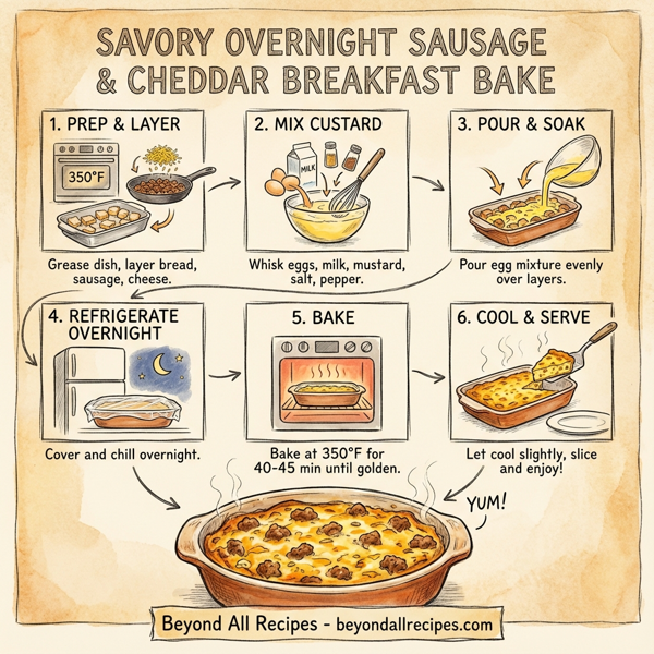 Savory Overnight Sausage & Cheddar Breakfast Bake instructions