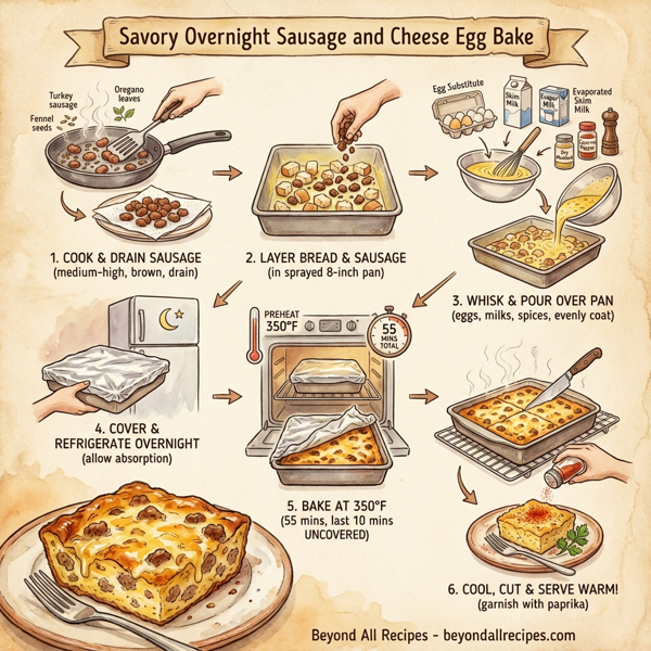 Savory Overnight Sausage and Cheese Egg Bake instructions