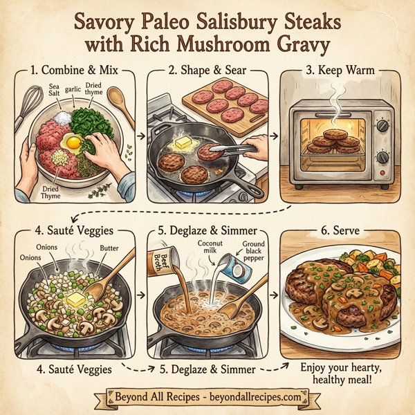 Savory Paleo Salisbury Steaks with Rich Mushroom Gravy instructions