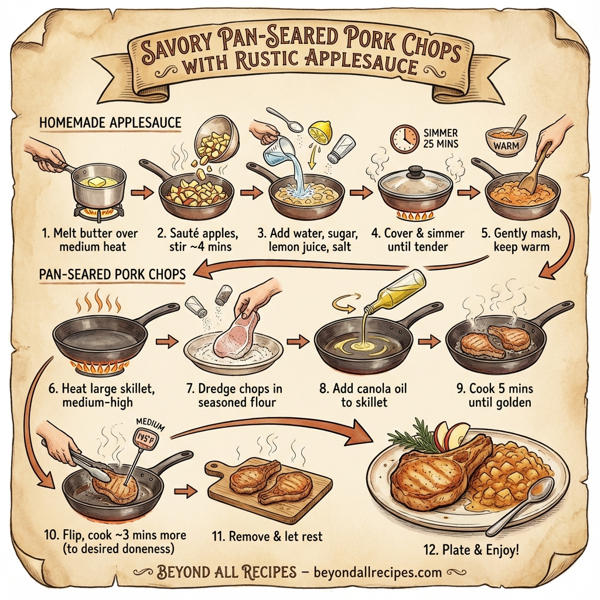 Savory Pan-Seared Pork Chops with Rustic Applesauce instructions
