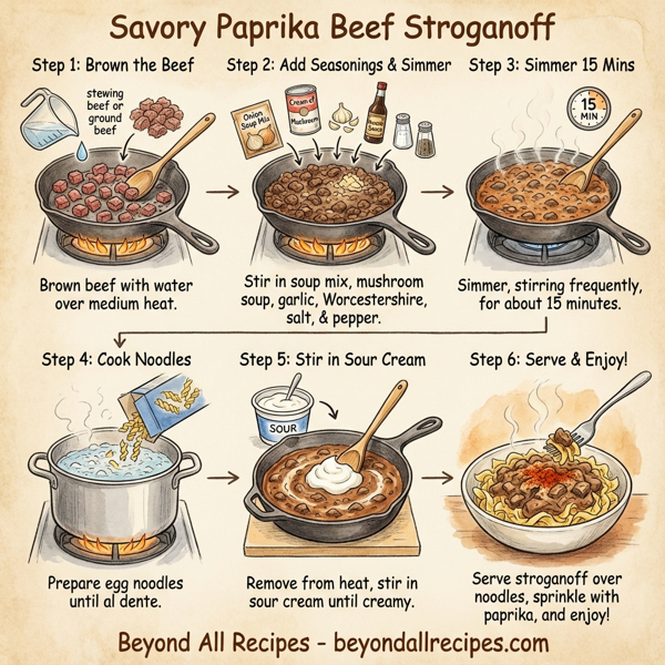 Savory Paprika Beef Stroganoff instructions