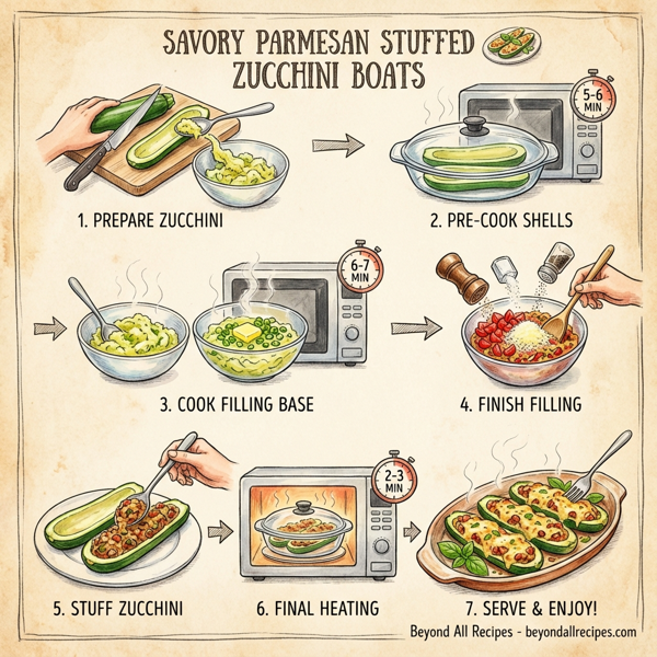 Savory Parmesan Stuffed Zucchini Boats instructions