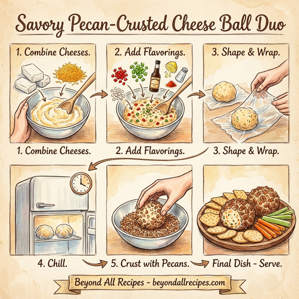 Savory Pecan-Crusted Cheese Ball Duo instructions