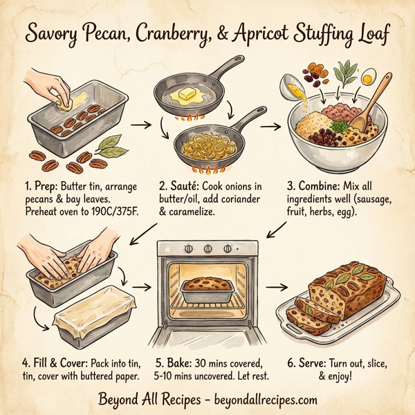 Savory Pecan, Cranberry, and Apricot Stuffing Loaf instructions