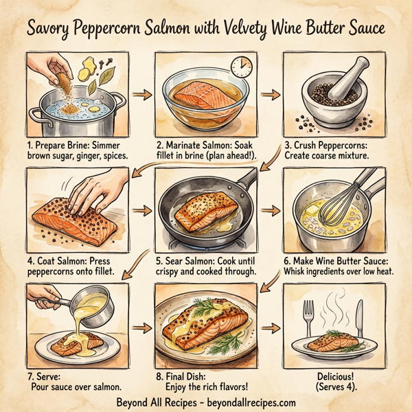 Savory Peppercorn Salmon with Velvety Wine Butter Sauce instructions