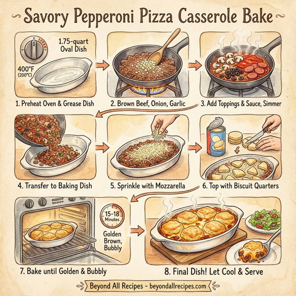 Savory Pepperoni Pizza Casserole Bake instructions