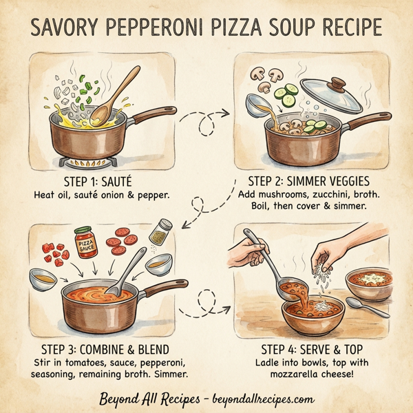 Savory Pepperoni Pizza Soup instructions