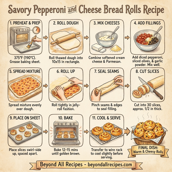 Savory Pepperoni and Cheese Bread Rolls instructions