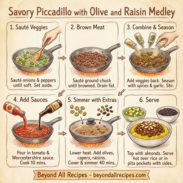 Savory Piccadillo with Olive and Raisin Medley instructions