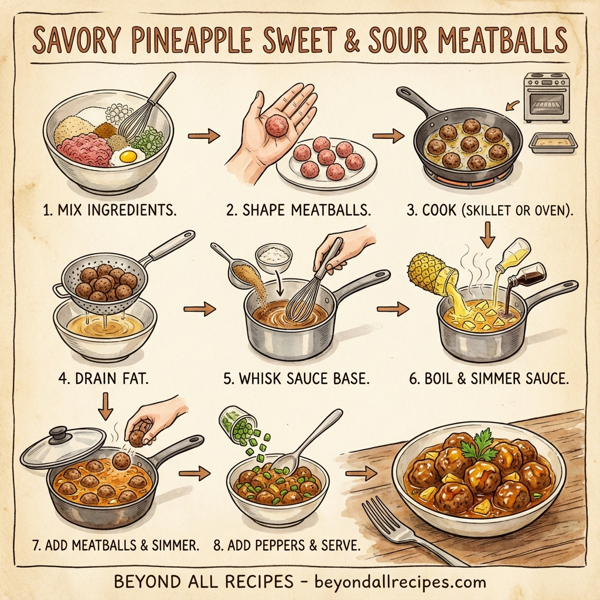 Savory Pineapple Sweet & Sour Meatballs instructions