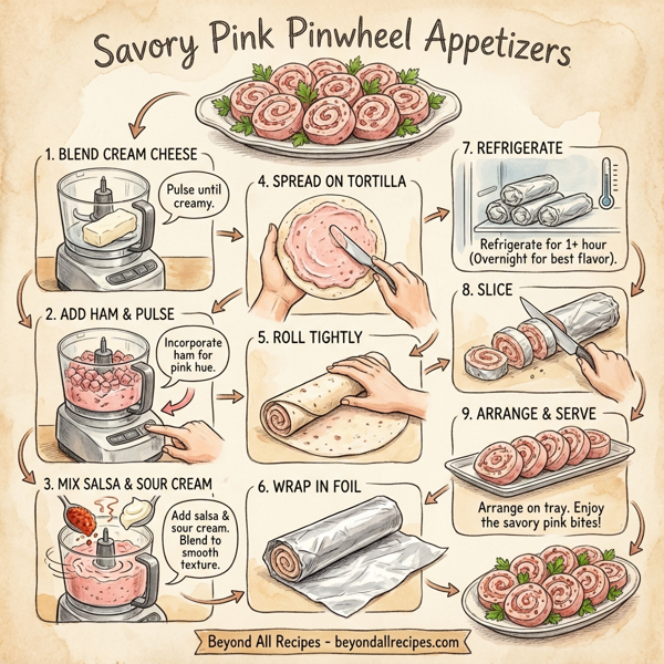 Savory Pink Pinwheel Appetizers instructions