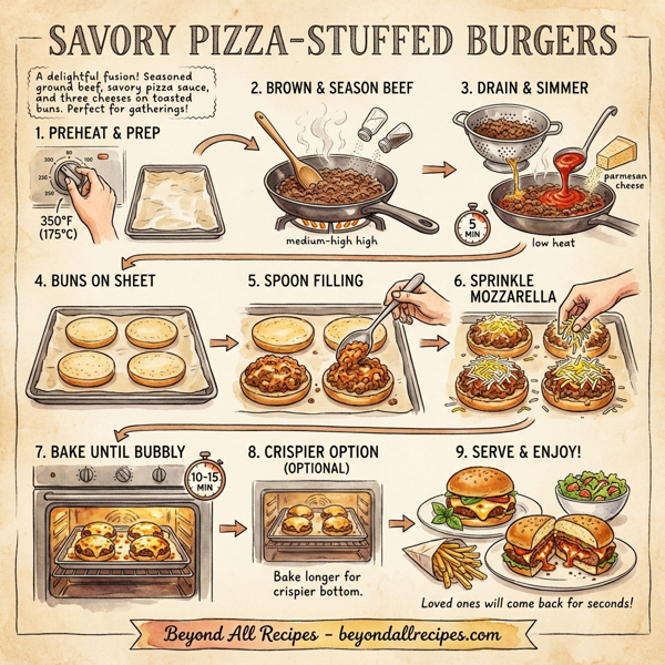 Savory Pizza-Stuffed Burgers instructions