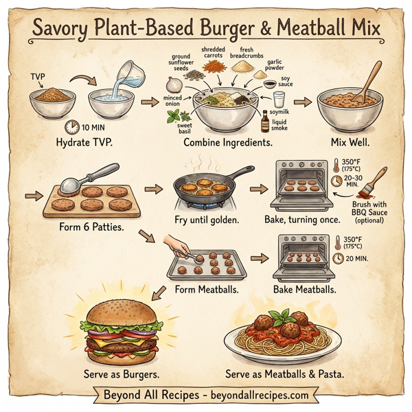 Savory Plant-Based Burger & Meatball Mix instructions