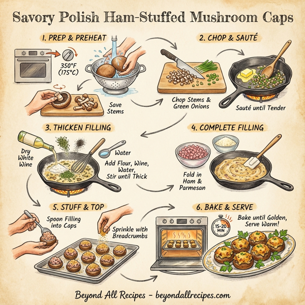Savory Polish Ham-Stuffed Mushroom Caps instructions