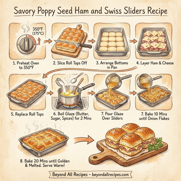 Savory Poppy Seed Ham and Swiss Sliders instructions