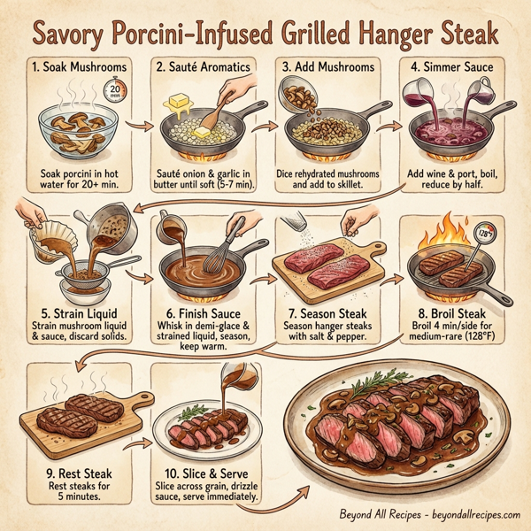 Savory Porcini-Infused Grilled Hanger Steak instructions