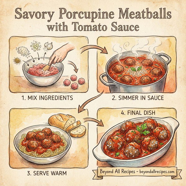 Savory Porcupine Meatballs with Tomato Sauce instructions