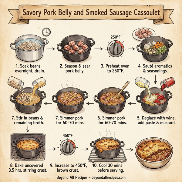 Savory Pork Belly and Smoked Sausage Cassoulet instructions