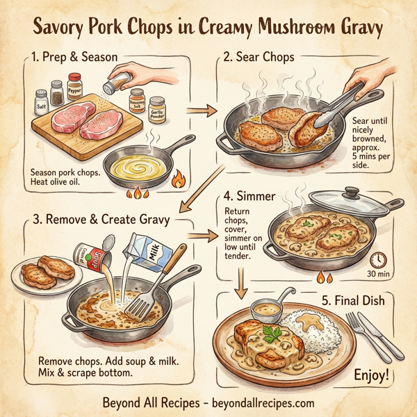 Savory Pork Chops in Creamy Mushroom Gravy instructions