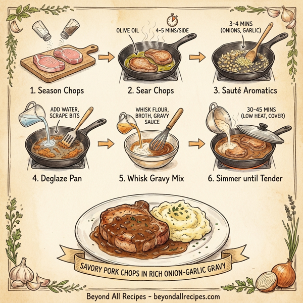 Savory Pork Chops in Rich Onion-Garlic Gravy instructions