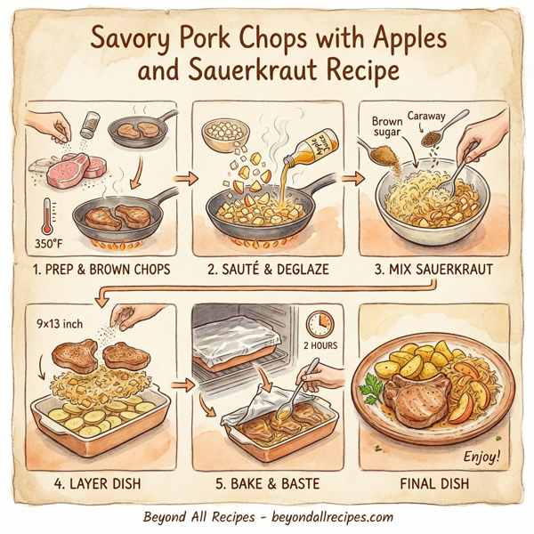 Savory Pork Chops with Apples and Sauerkraut instructions