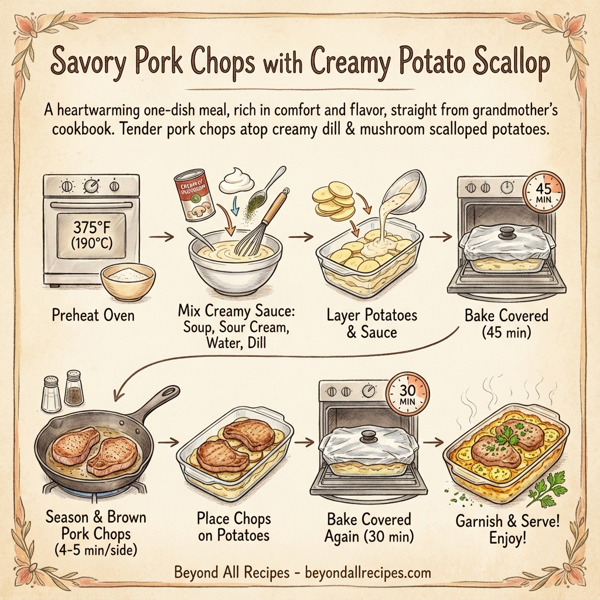 Savory Pork Chops with Creamy Potato Scallop instructions