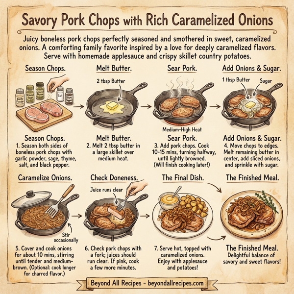 Savory Pork Chops with Rich Caramelized Onions instructions