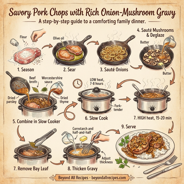 Savory Pork Chops with Rich Onion-Mushroom Gravy instructions