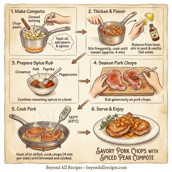 Savory Pork Chops with Spiced Pear Compote instructions