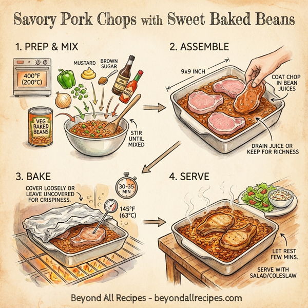 Savory Pork Chops with Sweet Baked Beans instructions