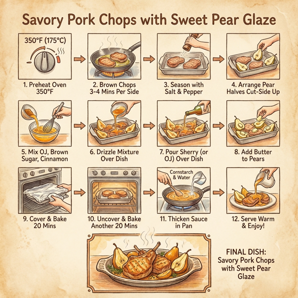 Savory Pork Chops with Sweet Pear Glaze instructions