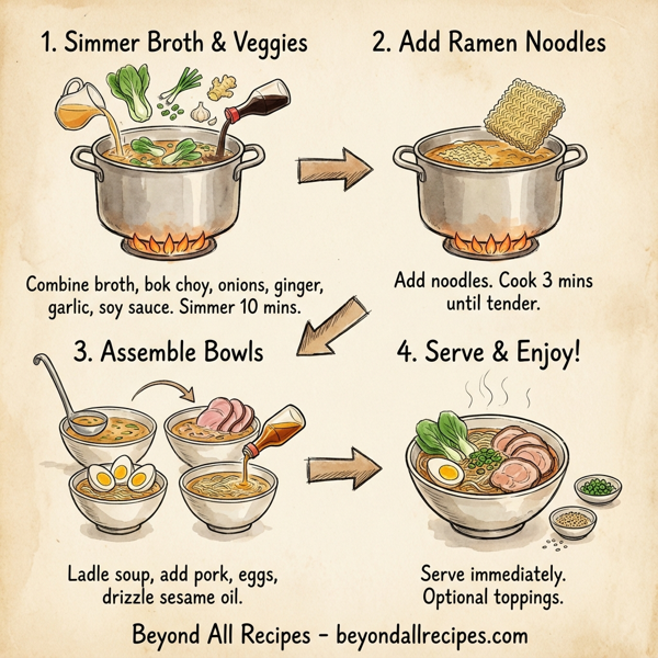 Savory Pork Ramen with Hard-Boiled Egg and Bok Choy instructions