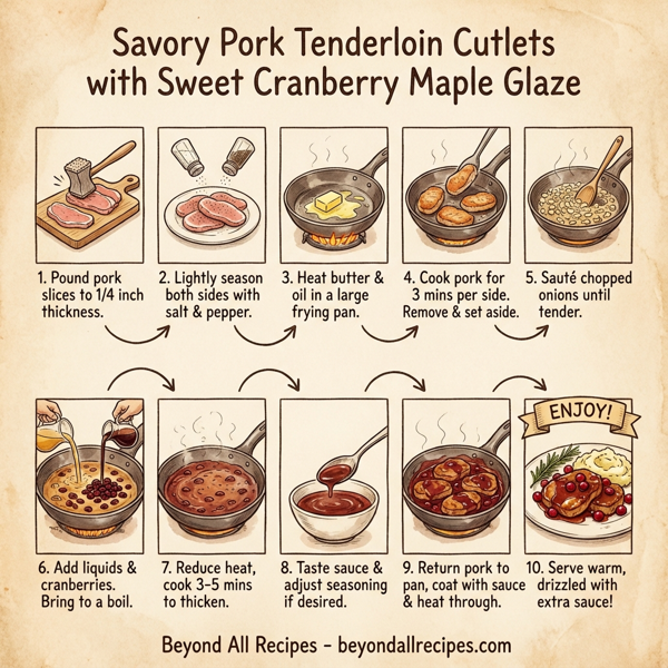Savory Pork Tenderloin Cutlets with Sweet Cranberry Maple Glaze instructions