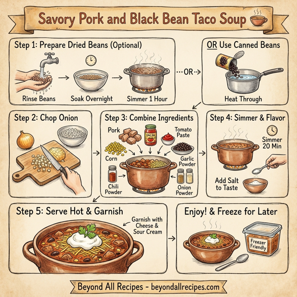 Savory Pork and Black Bean Taco Soup instructions