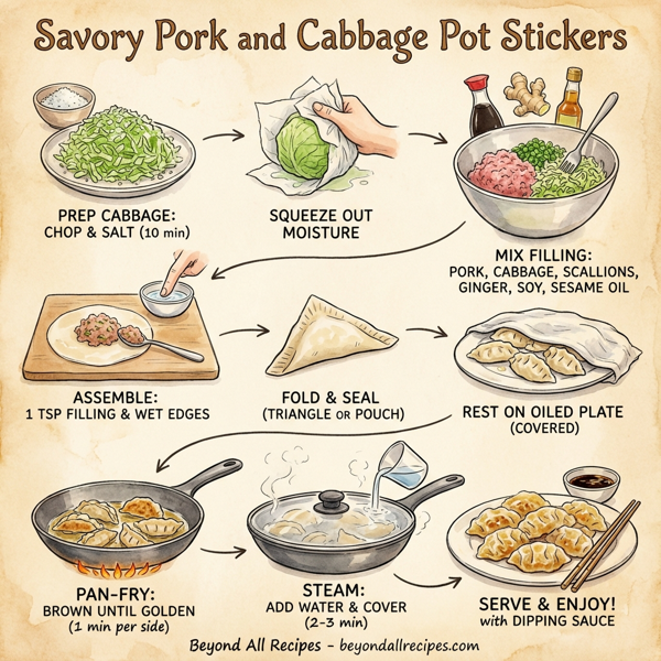 Savory Pork and Cabbage Pot Stickers instructions