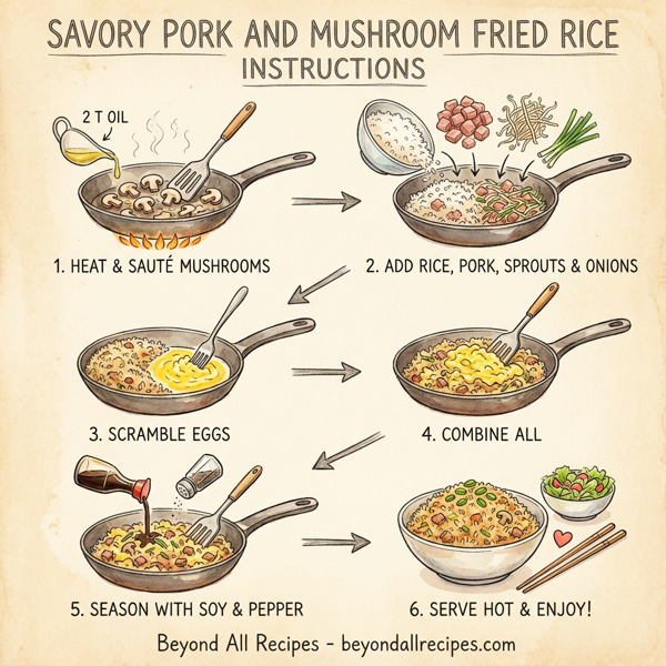 Savory Pork and Mushroom Fried Rice instructions