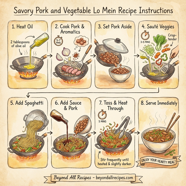 Savory Pork and Vegetable Lo Mein instructions