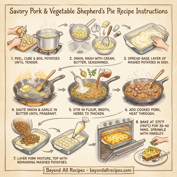 Savory Pork and Vegetable Shepherd's Pie instructions