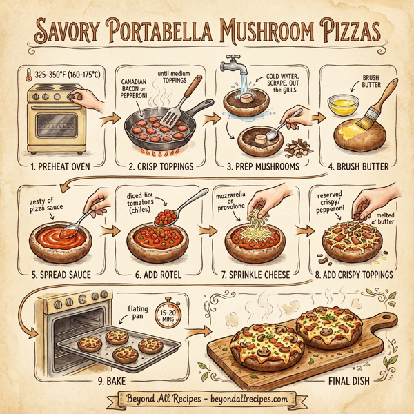 Savory Portabella Mushroom Pizzas instructions