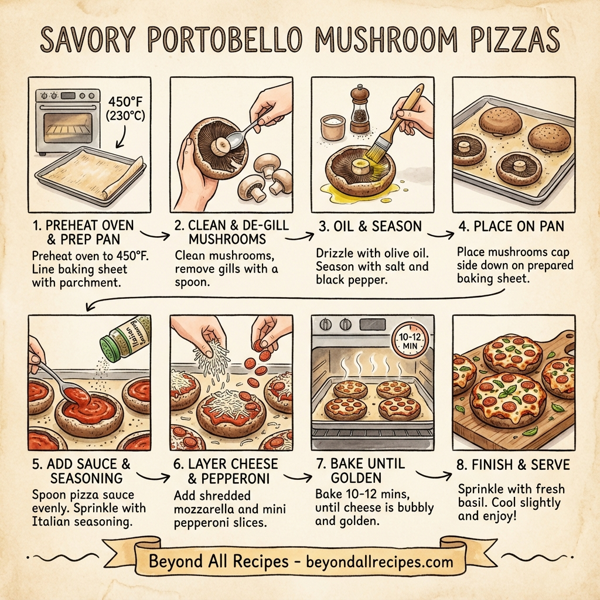 Savory Portobello Mushroom Pizzas instructions